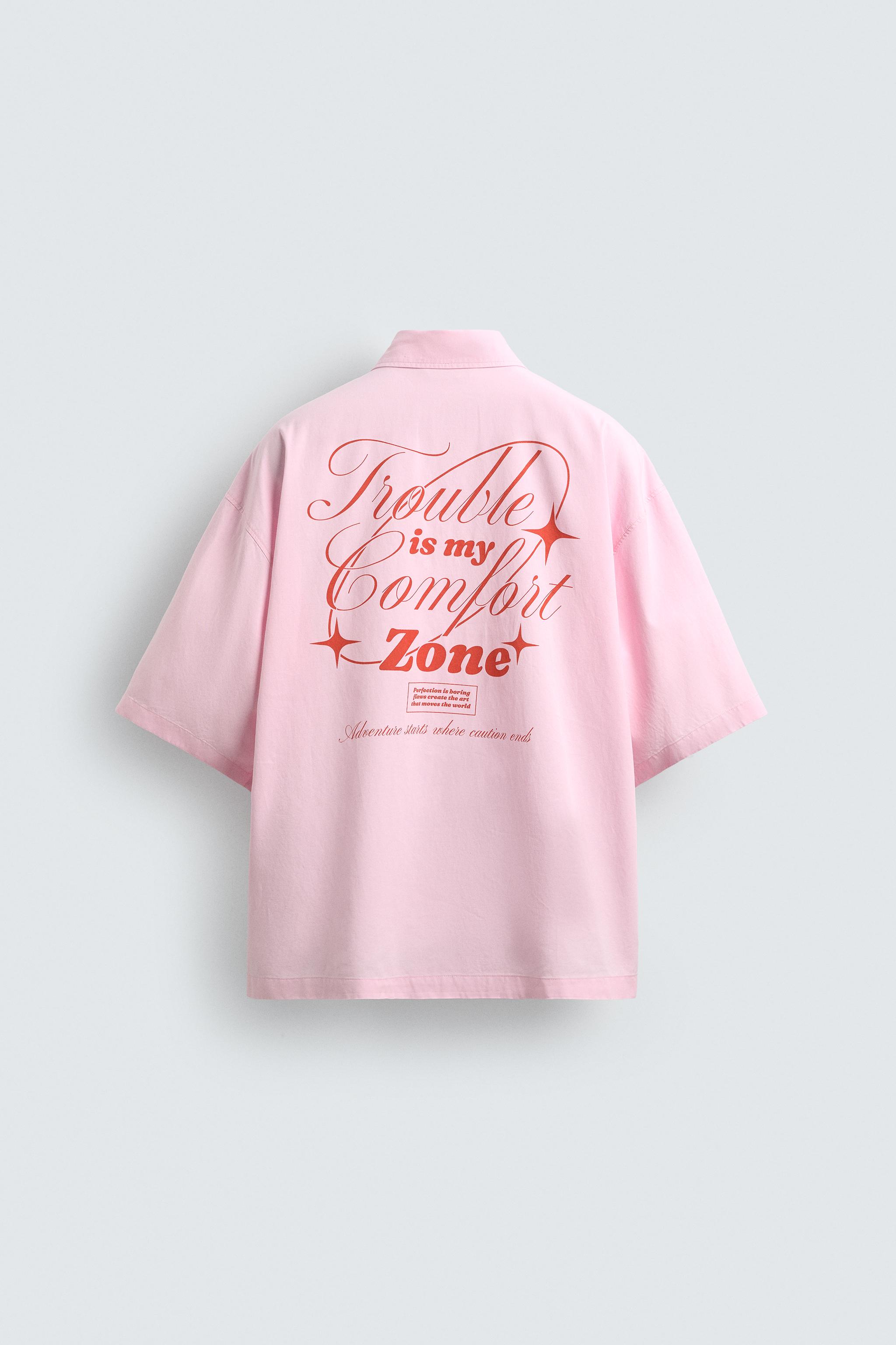 TEXT PRINT BOXY FIT SHIRT